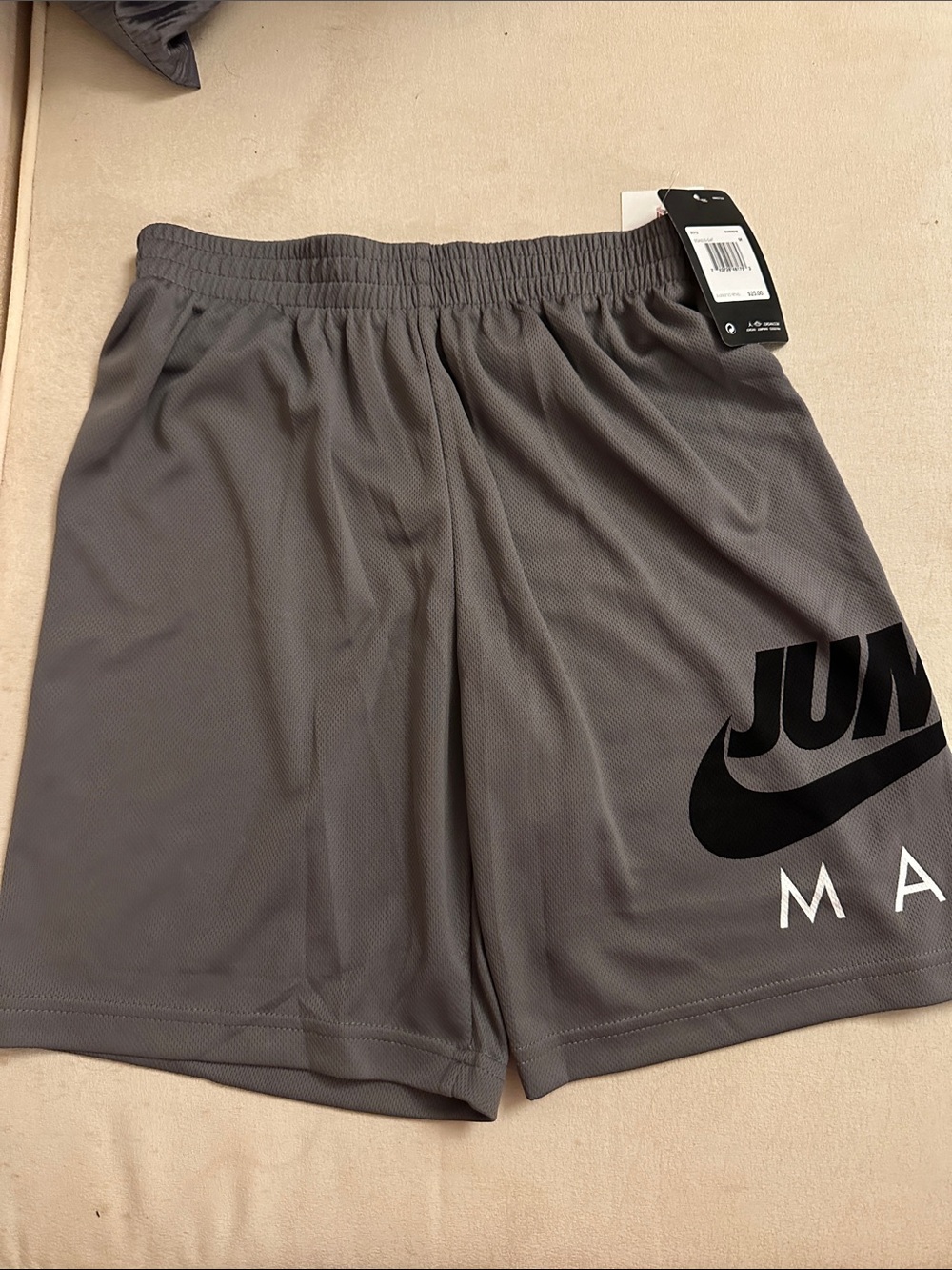 Nike Gray Boys Athletic Jumpman Shorts with Black Logo